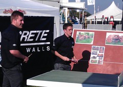us playing outdoor table tennis tables